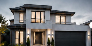 Exterior house repaint with dark garage